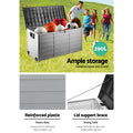 Gardeon 290L Outdoor Storage Box Lockable Garden Deck Shed Black