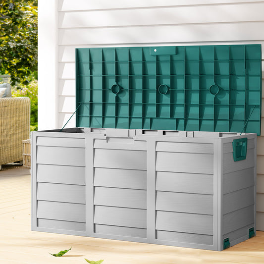 Gardeon 290L Outdoor Storage Box Lockable Green Garden Deck Shed