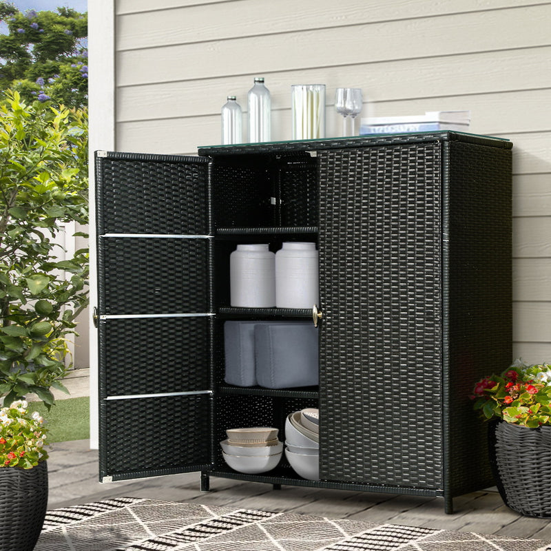 Gardeon Outdoor Storage Cabinet Box Wicker Shelf Garage Garden