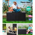 Gardeon Outdoor Storage Box 240L Lockable Garden Bench Black