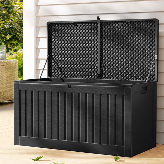 Gardeon 270L Outdoor Storage Box Bench Lockable Black