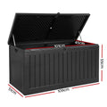 Gardeon 270L Outdoor Storage Box Bench Lockable Black
