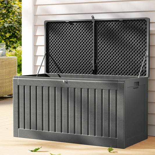 Gardeon 270L Outdoor Storage Box Grey Lockable Garden Bench Tool
