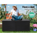 Gardeon 390L Outdoor Storage Box Black Lockable Garden Bench Shed