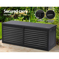 Gardeon 390L Outdoor Storage Box Black Lockable Garden Bench Shed