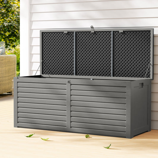 Gardeon 390L Outdoor Storage Box Bench Lockable Black