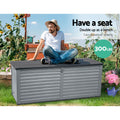 Gardeon 390L Outdoor Storage Box Bench Lockable Black