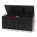 Gardeon 490L Outdoor Storage Box Lockable Garden Bench Black