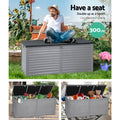 Gardeon 490L Outdoor Storage Box Black Lockable Garden Bench Shed