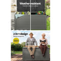 Gardeon 680L Outdoor Storage Box Black Lockable Garden Bench