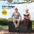 Gardeon 830L Outdoor Storage Box Bench Lockable Black Container