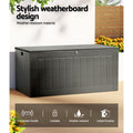 Gardeon 830L Outdoor Storage Box Black Lockable Garden Bench Tool