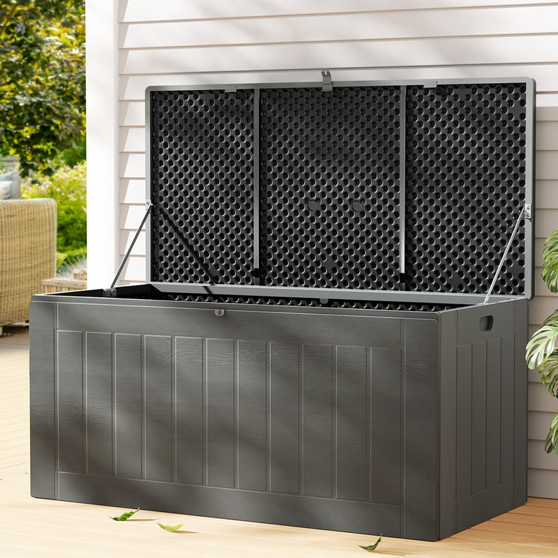 Gardeon 830L Outdoor Storage Box Black Lockable Garden Bench Tool