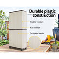 Gardeon Storage Cabinet 173cm Lockable Outdoor Beige Cupboard