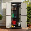 Gardeon Storage Cabinet 173cm Lockable Outdoor Beige Cupboard