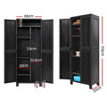 Gardeon 173cm Outdoor Storage Cabinet Lockable Black Cupboard