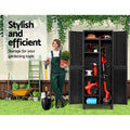 Gardeon 173cm Outdoor Storage Cabinet Lockable Black Cupboard