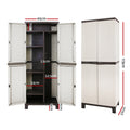 Gardeon 173cm Outdoor Storage Cabinet Box Lockable Rattan Beige