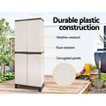 Gardeon 173cm Outdoor Storage Cabinet Box Lockable Rattan Beige