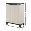 Gardeon Outdoor Storage Cabinet 92cm Lockable Beige Cupboard