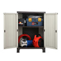 Gardeon Outdoor Storage Cabinet 92cm Lockable Beige Cupboard