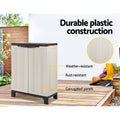 Gardeon Outdoor Storage Cabinet 92cm Lockable Beige Cupboard