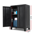 Gardeon 92cm Outdoor Storage Cabinet Lockable Black Shed Garage