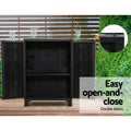 Gardeon 92cm Outdoor Storage Cabinet Lockable Black Shed Garage