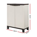 Gardeon 92cm Outdoor Storage Cabinet Rattan Lockable Beige