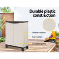 Gardeon 92cm Outdoor Storage Cabinet Rattan Lockable Beige
