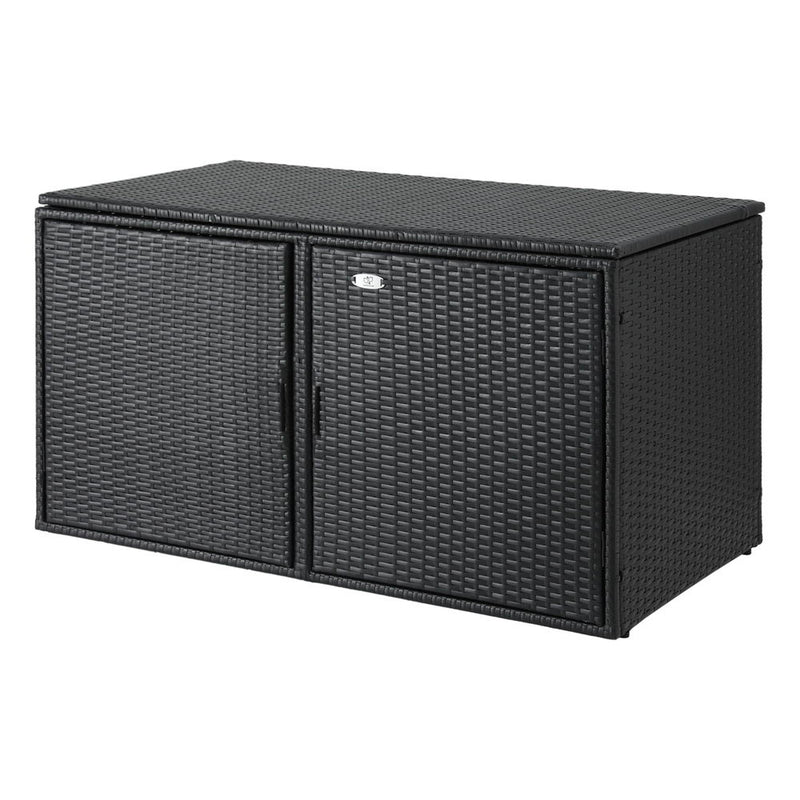 Gardeon Outdoor Storage Cabinet Black Wicker Deck Box Shelf