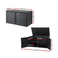 Gardeon Outdoor Storage Cabinet Black Wicker Deck Box Shelf