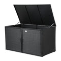 Gardeon Outdoor Storage Cabinet Black Wicker Deck Box Shelf