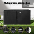 Gardeon Outdoor Storage Cabinet Black Wicker Deck Box Shelf