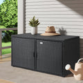 Gardeon Outdoor Storage Cabinet Black Wicker Deck Box Shelf