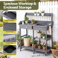 Gardeon Outdoor Potting Bench Table Cabinet Grey Garden Workstation