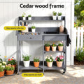Gardeon Outdoor Potting Bench Table Cabinet Grey Garden Workstation