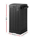 Gardeon Outdoor Trash Cans Polypropylene Patio Hideaway Bin 110L Black