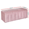 Artiss Storage Ottoman 103cm Velvet Pink Blanket Box