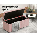 Artiss Storage Ottoman 103cm Velvet Pink Blanket Box