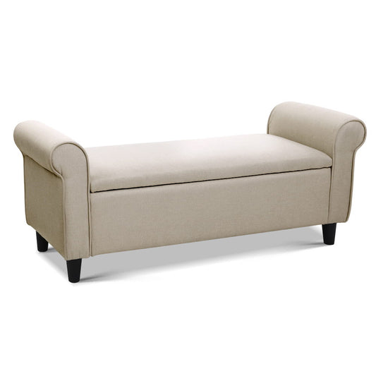 Artiss Storage Ottoman 125cm Blanket Box Taupe Linen