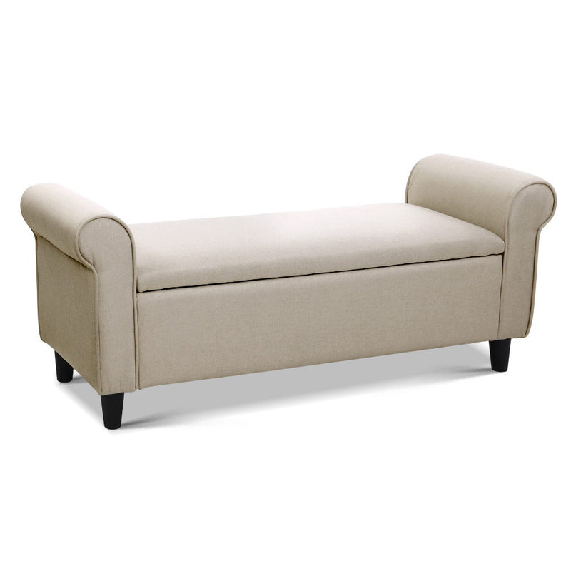 Artiss Storage Ottoman 125cm Blanket Box Taupe Linen