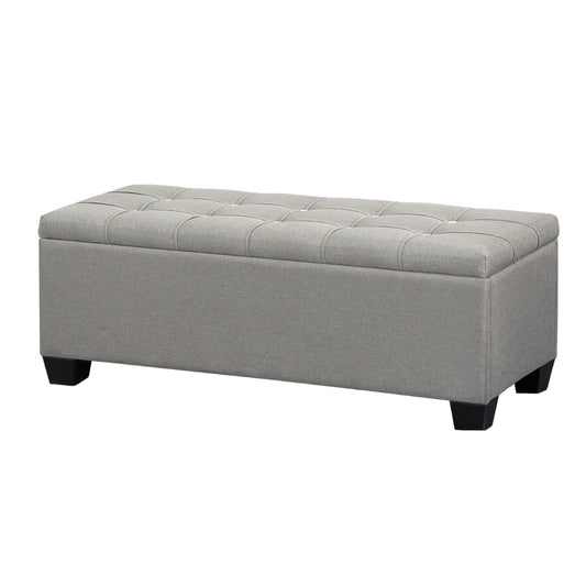 Artiss Storage Ottoman 97cm Button Linen Grey Blanket Box