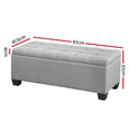 Artiss Storage Ottoman 97cm Button Linen Grey Blanket Box