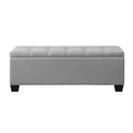 Artiss Storage Ottoman 97cm Button Linen Grey Blanket Box