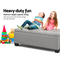 Artiss Storage Ottoman 97cm Button Linen Grey Blanket Box