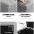 Artiss Storage Ottoman 97cm Button Linen Grey Blanket Box