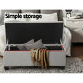 Artiss Storage Ottoman 97cm Button Linen Grey Blanket Box