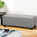 Artiss Storage Ottoman 97cm Button Linen Grey Blanket Box