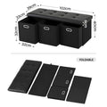 Artiss Storage Ottoman with 3 Cube Drawers Foot Stool Rest Foldable Black